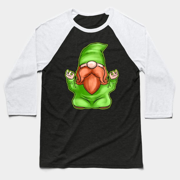 Meditating Gnome Doing Yoga For St Patricks Day Baseball T-Shirt by SinBle